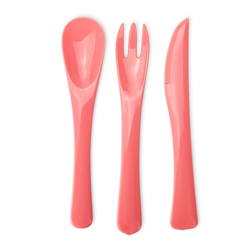 Herevin Boxed Polypropylene Cutlery Set - Pink | 12 Pcs (4 Spoons, 4 Forks, 4 Knives + Storage Box) | Reusable Plastic Tableware for Home, Office, Travel & Kids - Image 1